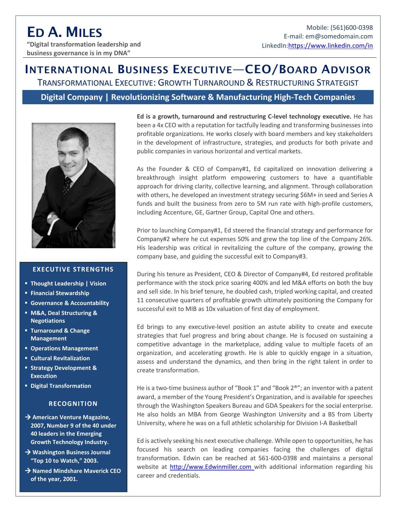 International Executive CEO & Board Advisor (1)